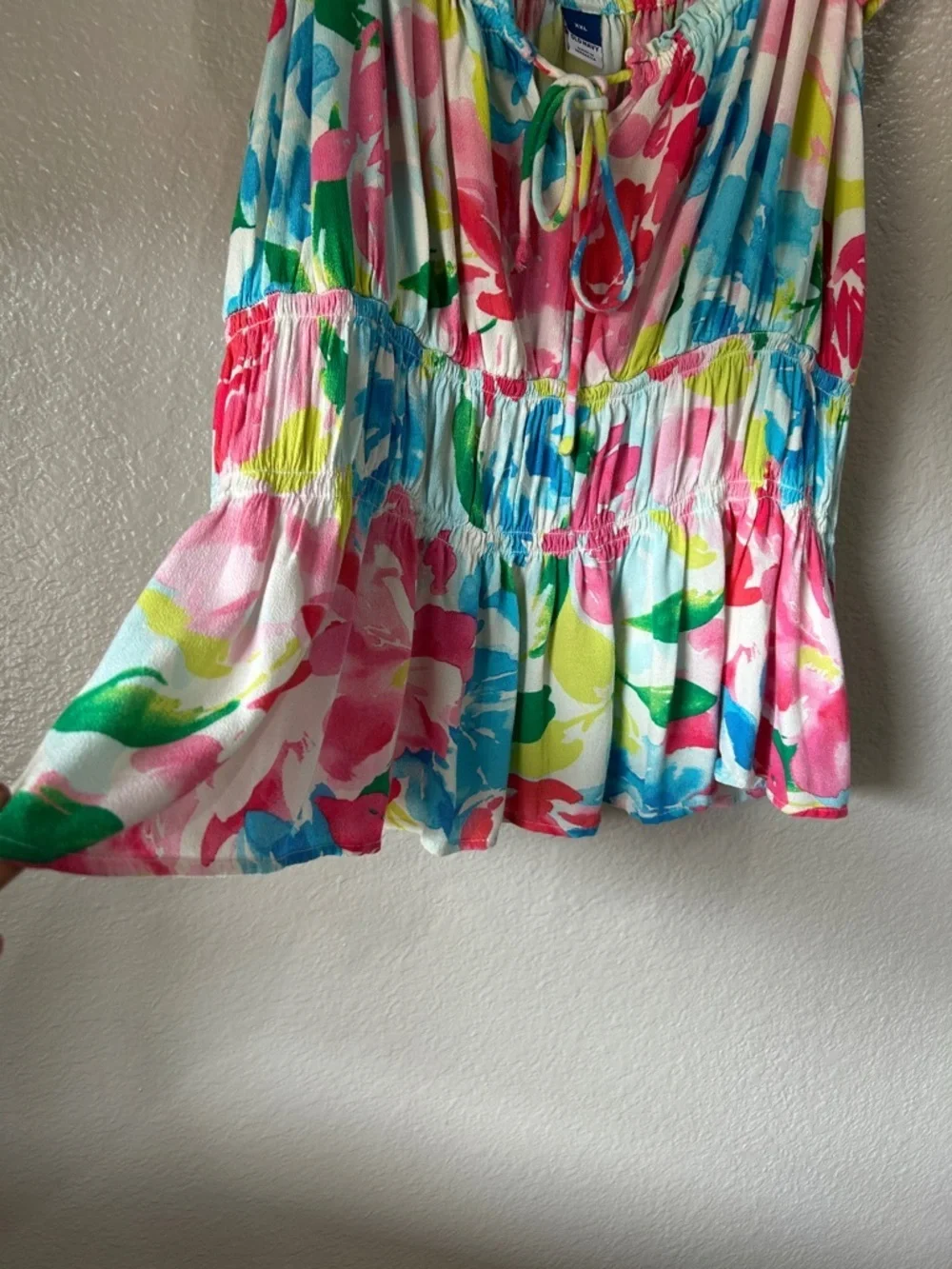 OLD NAVY Top Plus Size XXL Floral Rayon Tropical Beachy Stretchy Summer TC0374